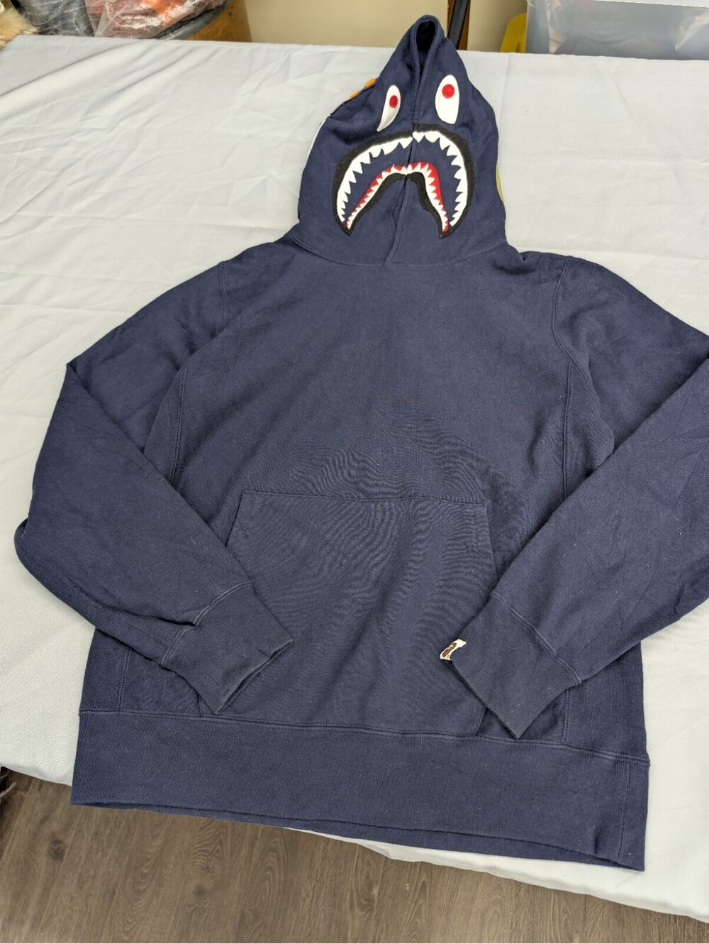 BAPE Navy Blue Shark Full Zip Hoodie WGM Tiger Size L